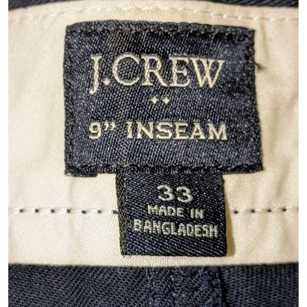 J. Crew Navy Chino Shorts 9 Inch Inseam Size 33 Flat Front NWOT‎ $80